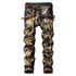 Vintage Mid Waist Long Trousers Men's Ripped Jeans Straight Pants